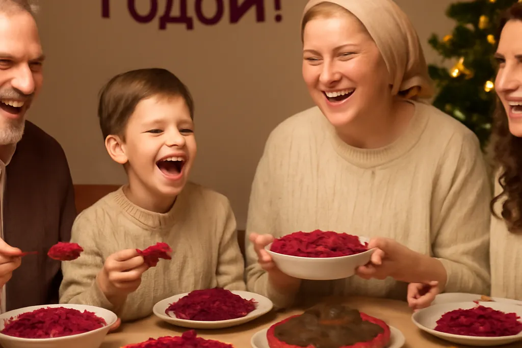 Table du souper de la veillée orthodoxe dressée avec les douze plats symboliques, dont le borsch maigre