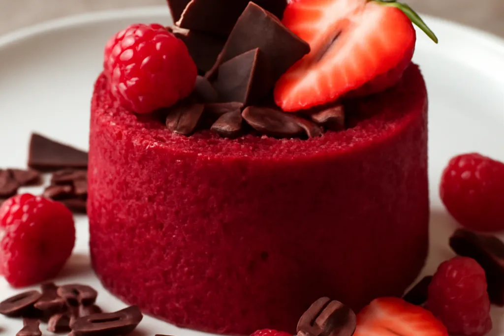 Glace maison à la betterave rouge de couleur magenta servie en boule dans une coupelle